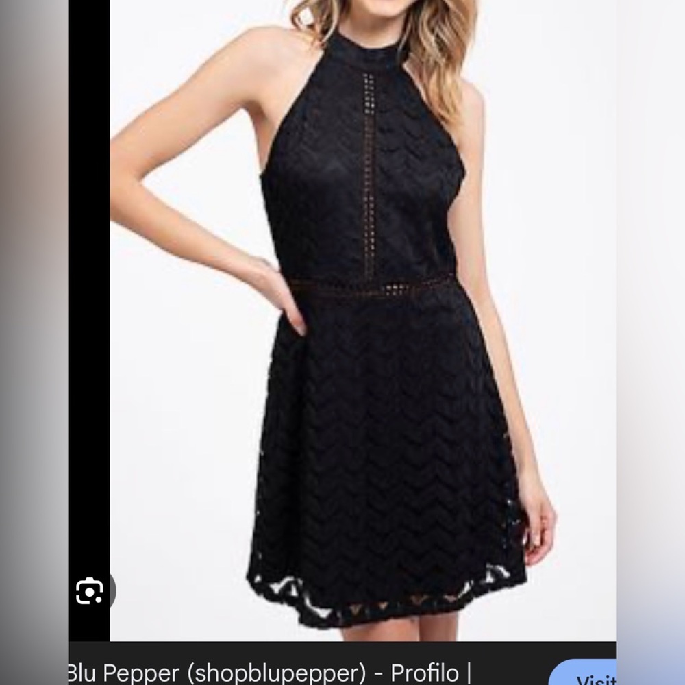 Blu Pepper Black Halter Mini Dress